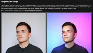 ClipDrop AI Relighting an image