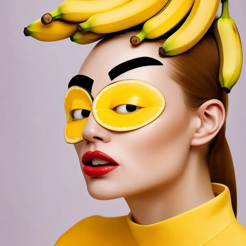 Grok image generator woman with bananas as eyebrows