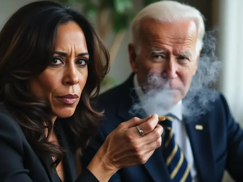 Kamala with Biden smoking Grok 2 flux 1 images