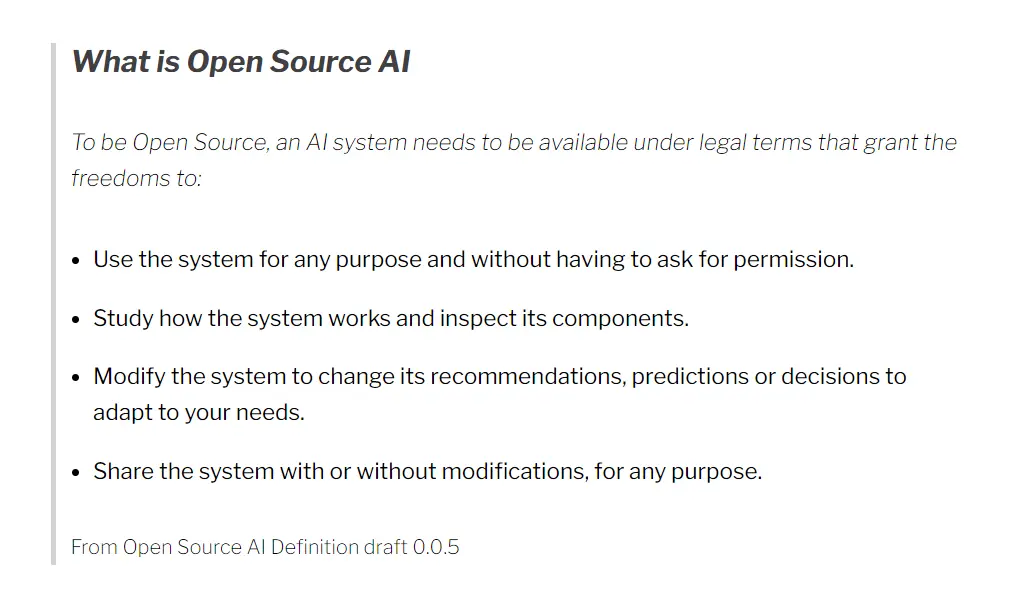 Open Source AI definition OSI