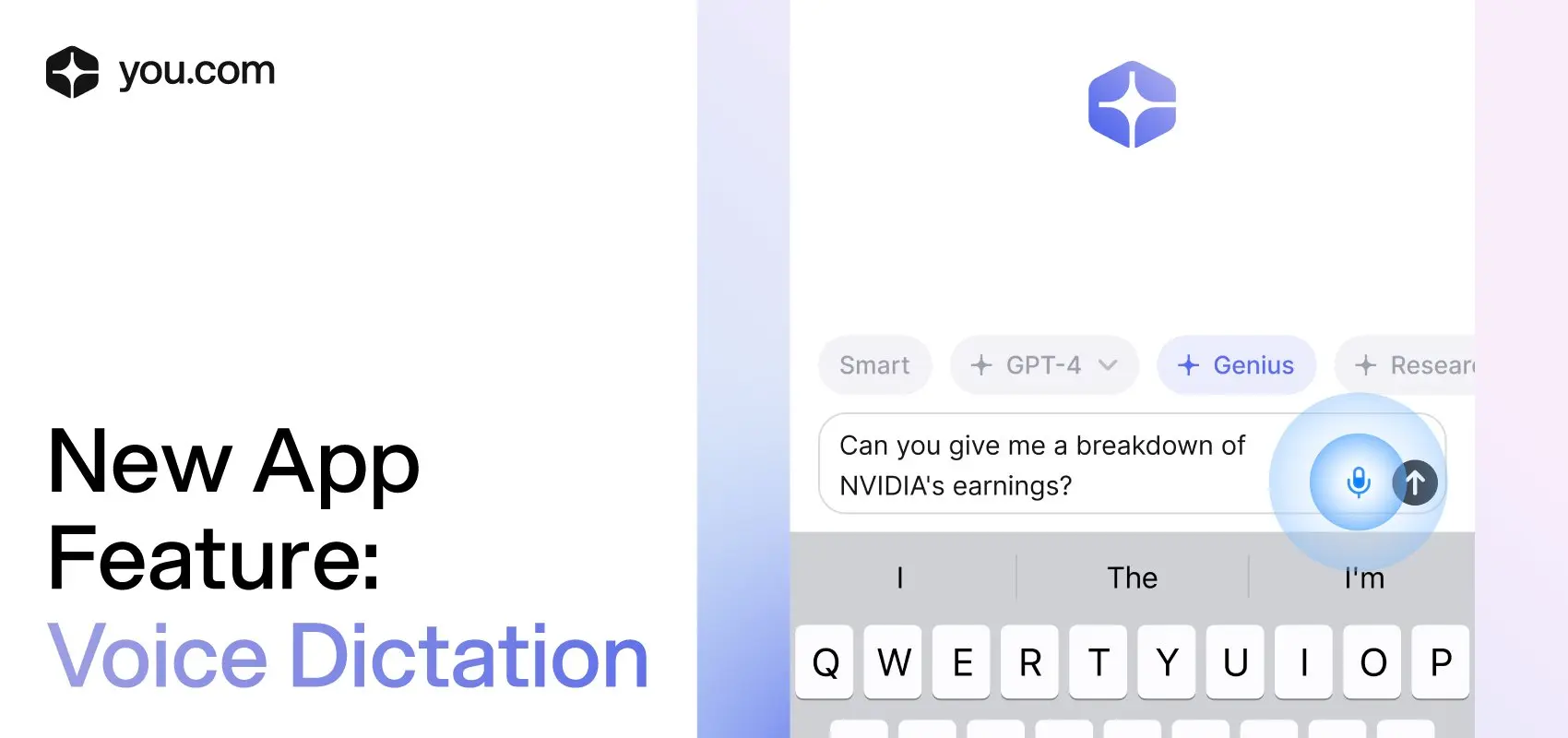 You.com voice dictation in mobile apps