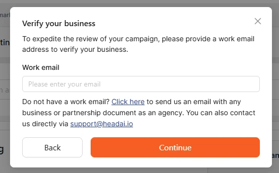 HeadAI 11 Submit Head campaign for review